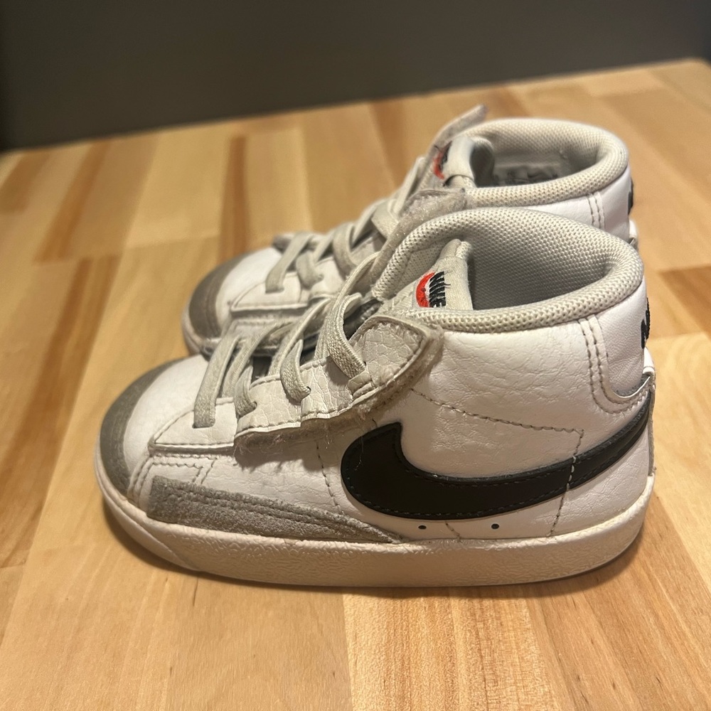 Nike Kids White and Black High-Top Sneakers